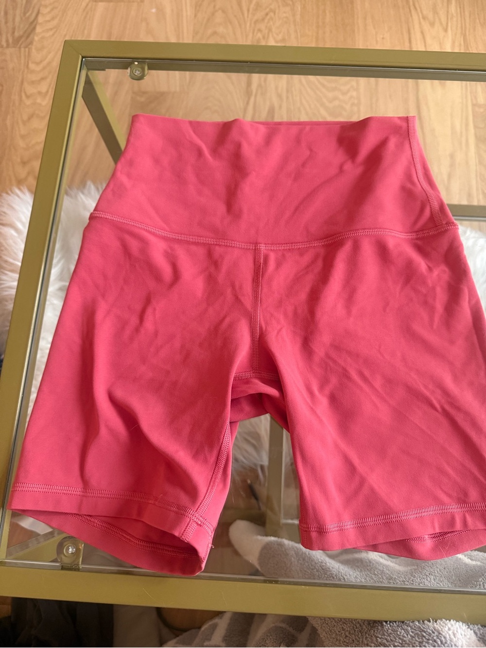 Lululemon High-Waist Women's Active Biker Shorts — Coral Pink